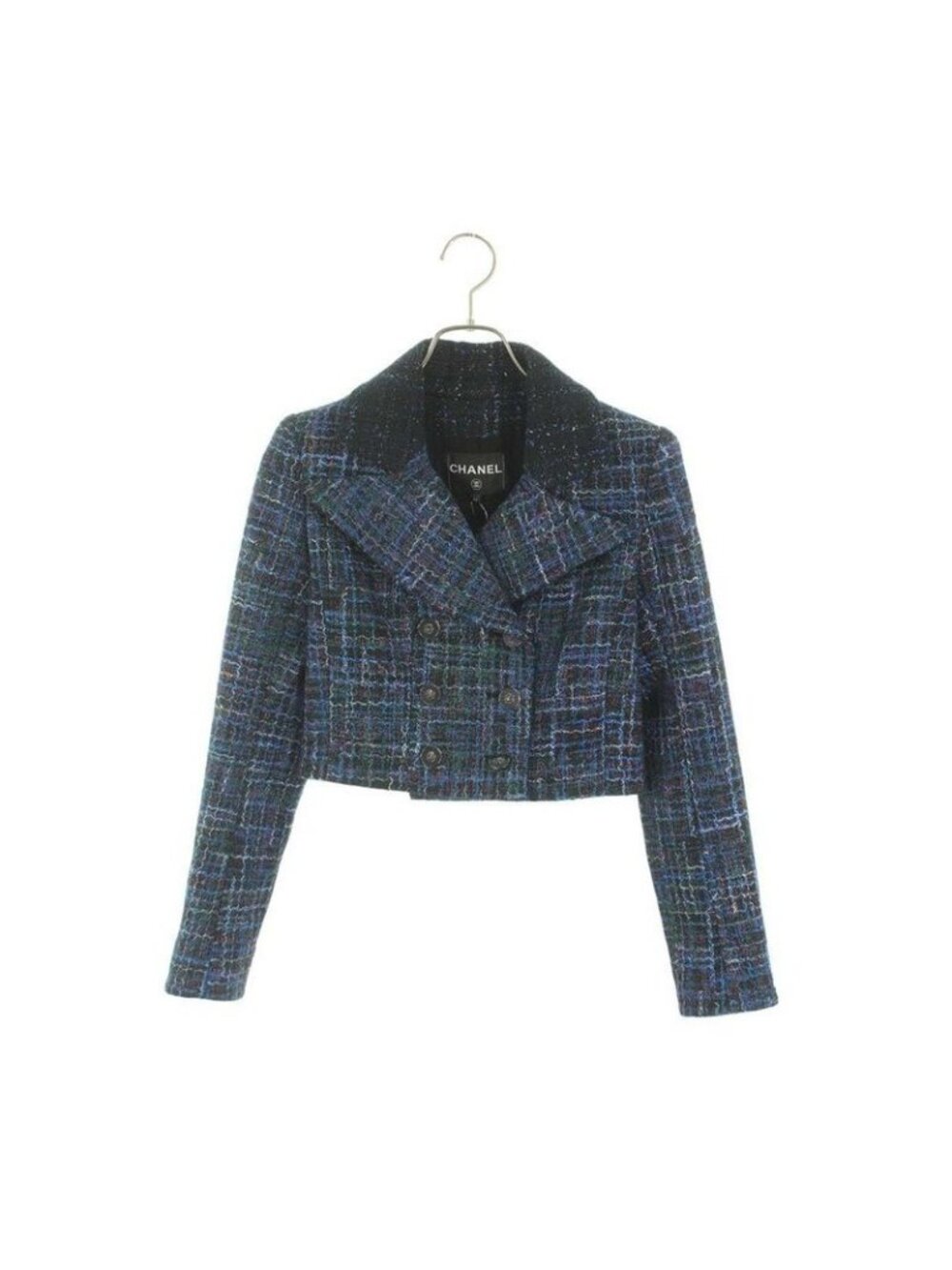 Chanel Tweed Cropped Double Jacket Women 34